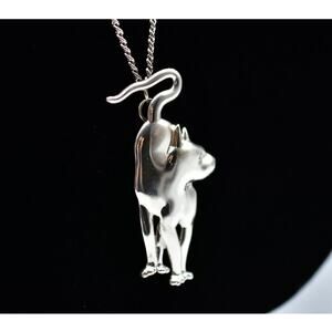 MFA Vintage Cat Necklace Pendant Sterling Silver 925 Feline Collect Signed BinG